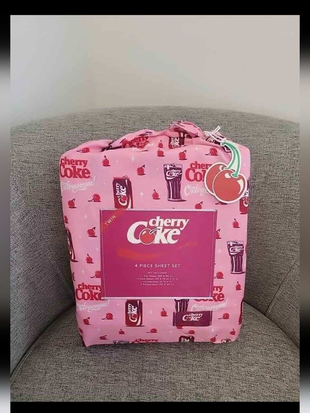 Cherry Coke Twin Pink 4-Piece Sheet Set